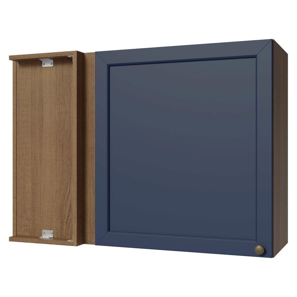 Armário Aéreo De Canto 1 Porta Vik Madesa Rustic/azul - 1