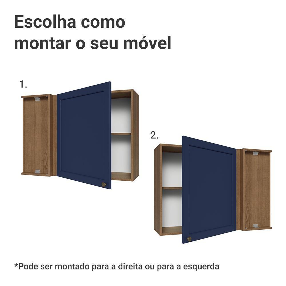 Armário Aéreo De Canto 1 Porta Vik Madesa Rustic/azul - 4