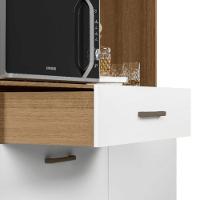 Kit Cozinha Viena Completa Com Armários Estantes E Nichos Para Utensílios E Eletrodomésticos Branco Ripado