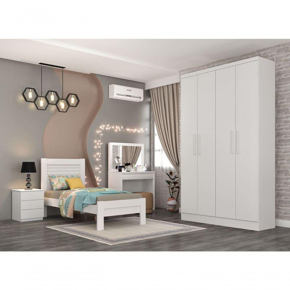 Guarda Roupa Solteiro 4 Portas 2 Gavetas - Amsterdam-neve - Tcil Móveis - 1