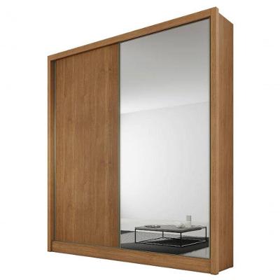 Guarda Roupa Solteiro Virtus Plus 3 Gavetas cumaru MDF com Espelho