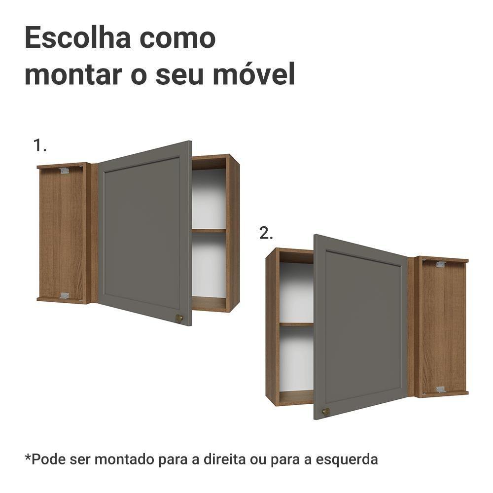 Armário Aéreo De Canto 1 Porta Vik Madesa Rustic/cinza - 4