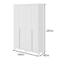 Guarda-roupas 4 Portas 2 Gavetas 100% Mdf Alonzo Sem Espelho E Com Pés - Lopas Branco - 7