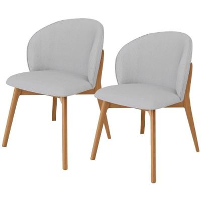 Kit 02 Cadeiras De Jantar E Estar Living Estofada Mia L02 Linho Cinza - Lyam Decor