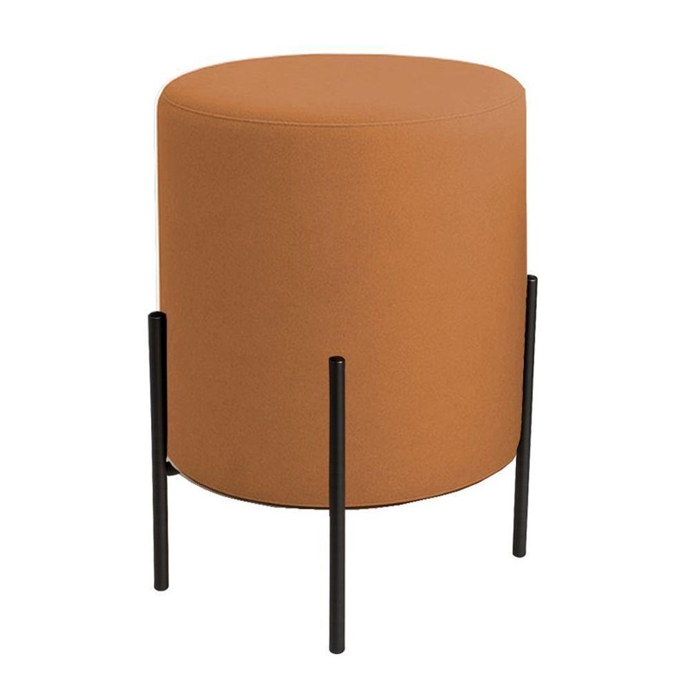 Puff Orgânico Boucle Thor Com Pés De Ferro Preto Terracota - 1