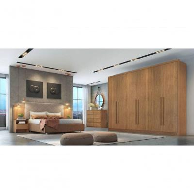 Guarda Roupa Casal Livorno 6 Portas Bater 8 Gavetas Cumaru MDF Móveis Novo Horizonte