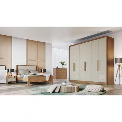 Guarda Roupa Casal New Vértice 6 Portas de Bater 4 Gavetas cumaru-fendi MDF Móveis Novo