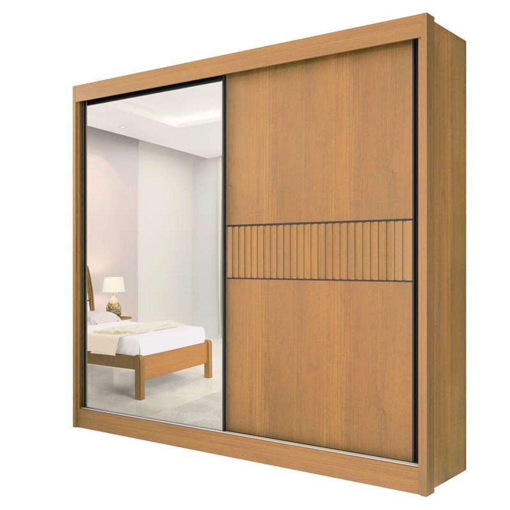 Guarda Roupa Casal Com Espelho 2 Portas 6 Gavetas - Titanium Ripado-cinamomo- Móveis D'doro - 2