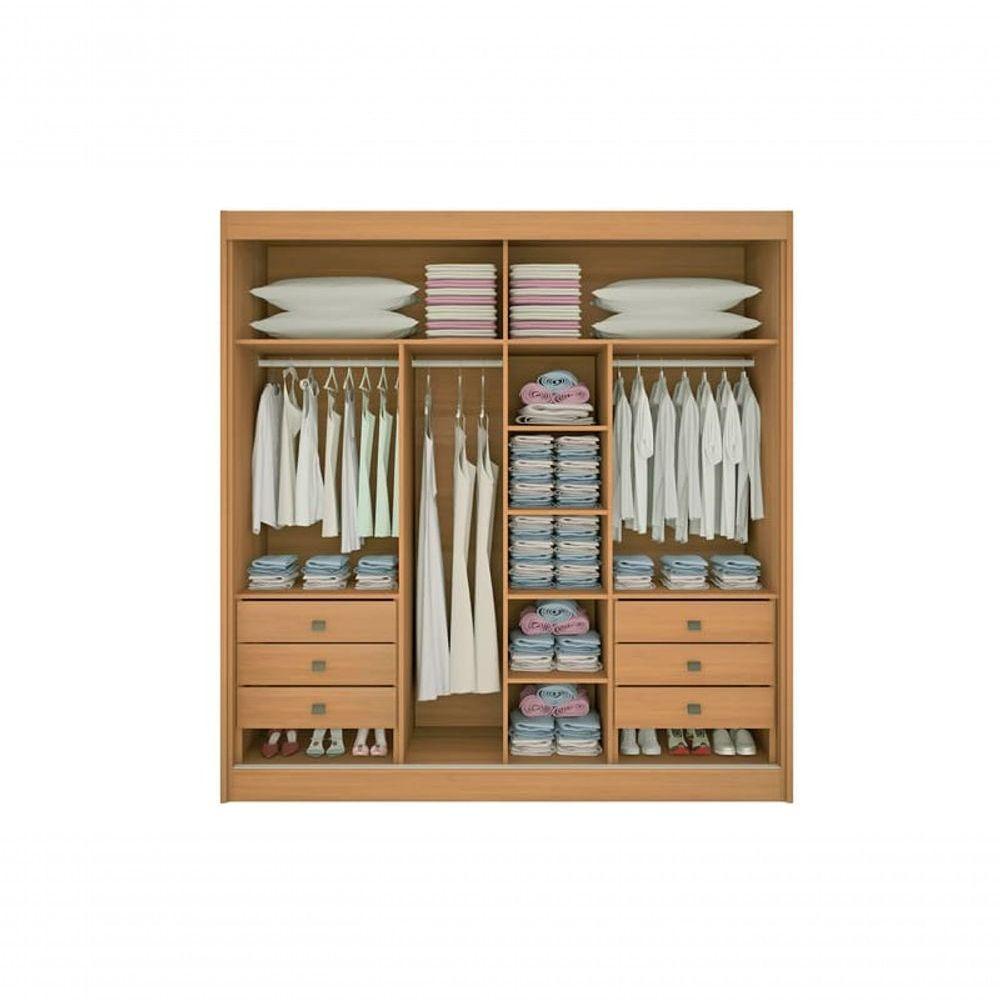 Guarda Roupa Casal Com Espelho 2 Portas 6 Gavetas - Titanium Ripado-cinamomo- Móveis D'doro - 3