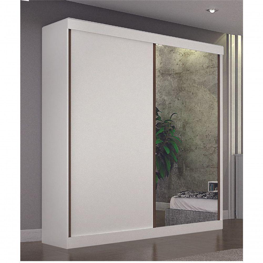 Guarda Roupa Solteiro Com Espelho 2 Portas 3 Gavetas - São Paulo-branco - Leifer Móveis - 2