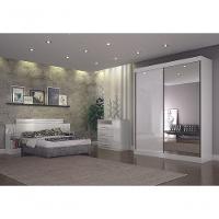 Guarda Roupa Solteiro Com Espelho 2 Portas 3 Gavetas - São Paulo-branco - Leifer Móveis - 1