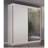 Guarda Roupa Solteiro Com Espelho 2 Portas 3 Gavetas - São Paulo-branco - Leifer Móveis - 2