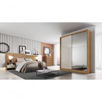 Guarda Roupa Solteiro Com Espelho Mdf 3 Gavetas - Virtus -cumaru-fendi - Móveis Novo Horizonte - 1