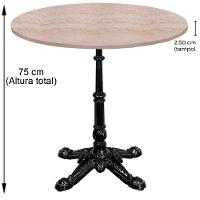 Base De Mesa Apus Em Ferro Preto 75 Cm (alt) Tampo Mdp Redondo Castanheira 60cm (larg) X 2,5cm Alt