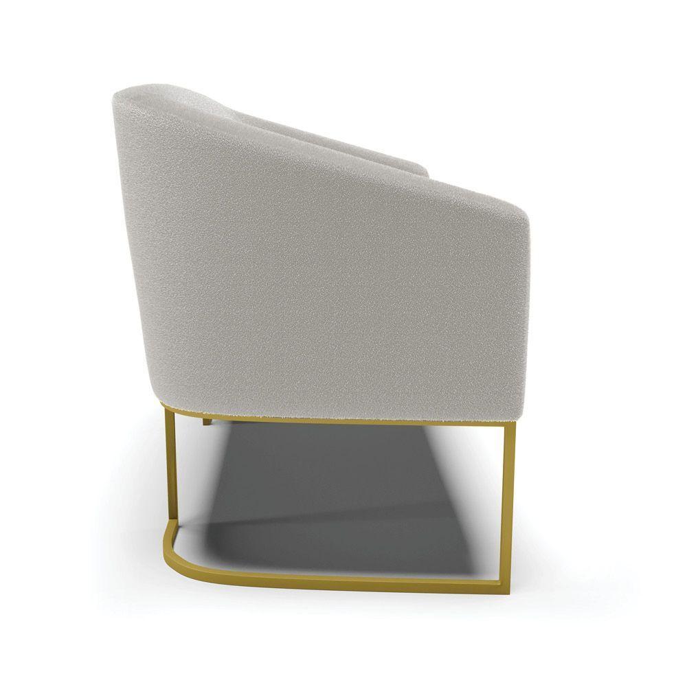 Sofá 2 Lugares Namoradeira Industrial Dourado Stella Bouclê D03 - D'rossi Cinza - 5