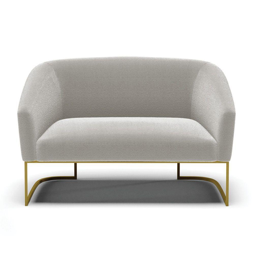 Sofá 2 Lugares Namoradeira Industrial Dourado Stella Bouclê D03 - D'rossi Cinza - 6