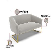 Sofá 2 Lugares Namoradeira Industrial Dourado Stella Bouclê D03 - D'rossi Cinza - 2