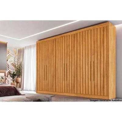Guarda Roupa Casal Ripado Potente 6 Portas 6 Gavetas Peroba MDF Móveis Europa