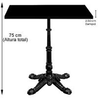 Base De Mesa Apus Em Ferro Preto 75 Cm (alt) Tampo Mdp Quadrado Preto 60 Cm (larg) X 2,5cm (alt)
