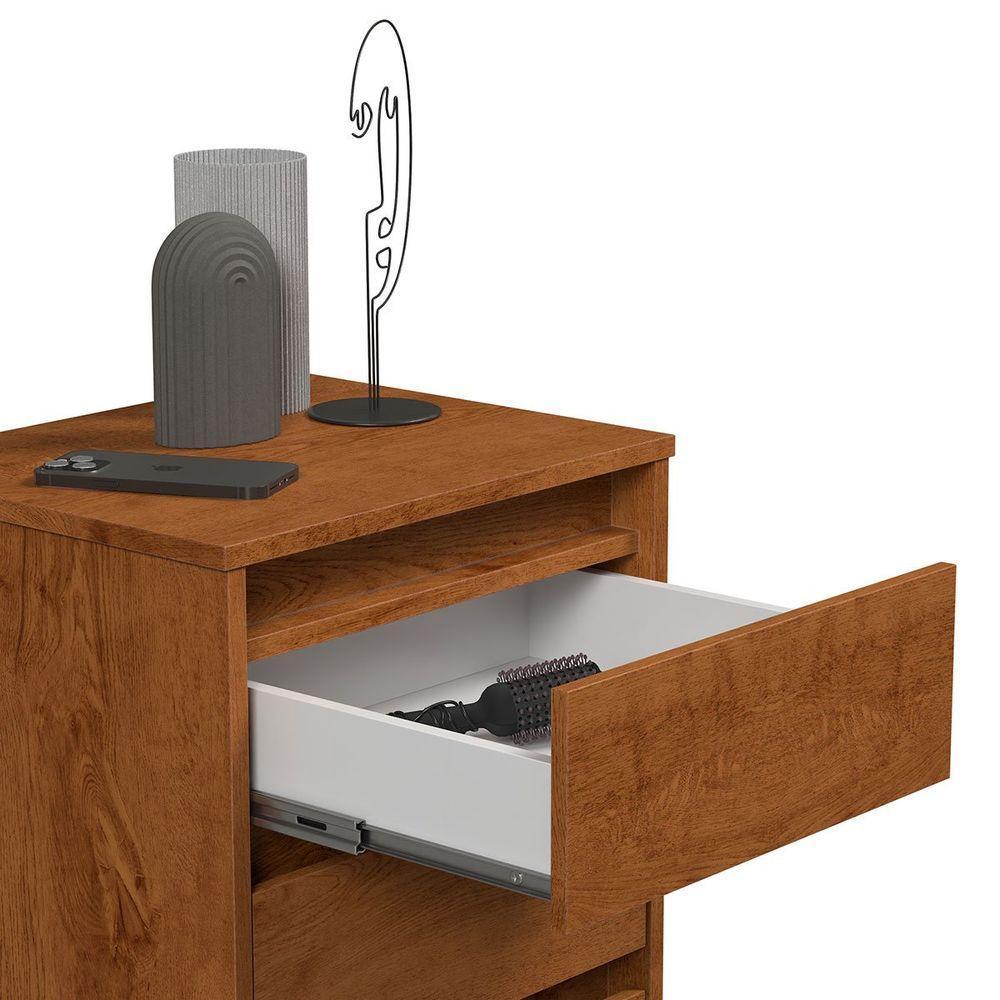 Mesa De Cabeceira 3 Gavetas Com Pés Palito Woon Freijó - 2