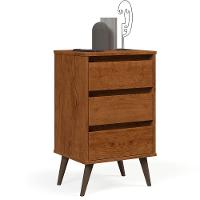 Mesa De Cabeceira 3 Gavetas Com Pés Palito Woon Freijó - 1