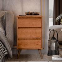 Mesa De Cabeceira 3 Gavetas Com Pés Palito Woon Freijó - 6