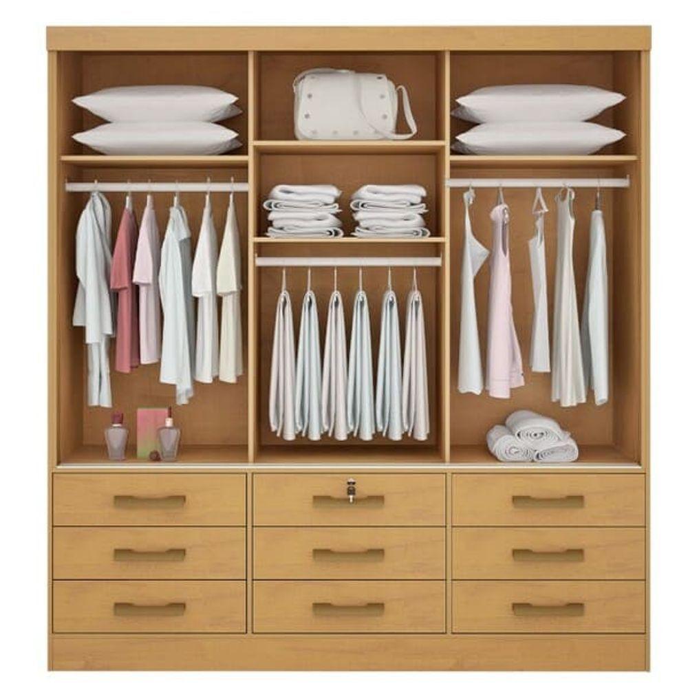 Guarda Roupa Casal Com Espelho 3 Portas 9 Gavetas - Meridian -cinamomo - Móveis D'doro - 2