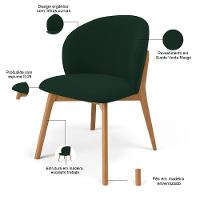 Kit 02 Cadeiras De Jantar E Estar Living Estofada Mia L02 Suede Verde Musgo - Lyam Decor