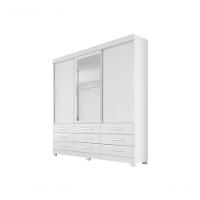 Guarda Roupa Solteiro Com Espelho 3 Portas 9 Gavetas - Buriti-branco - Móveis Novo Horizonte - 2