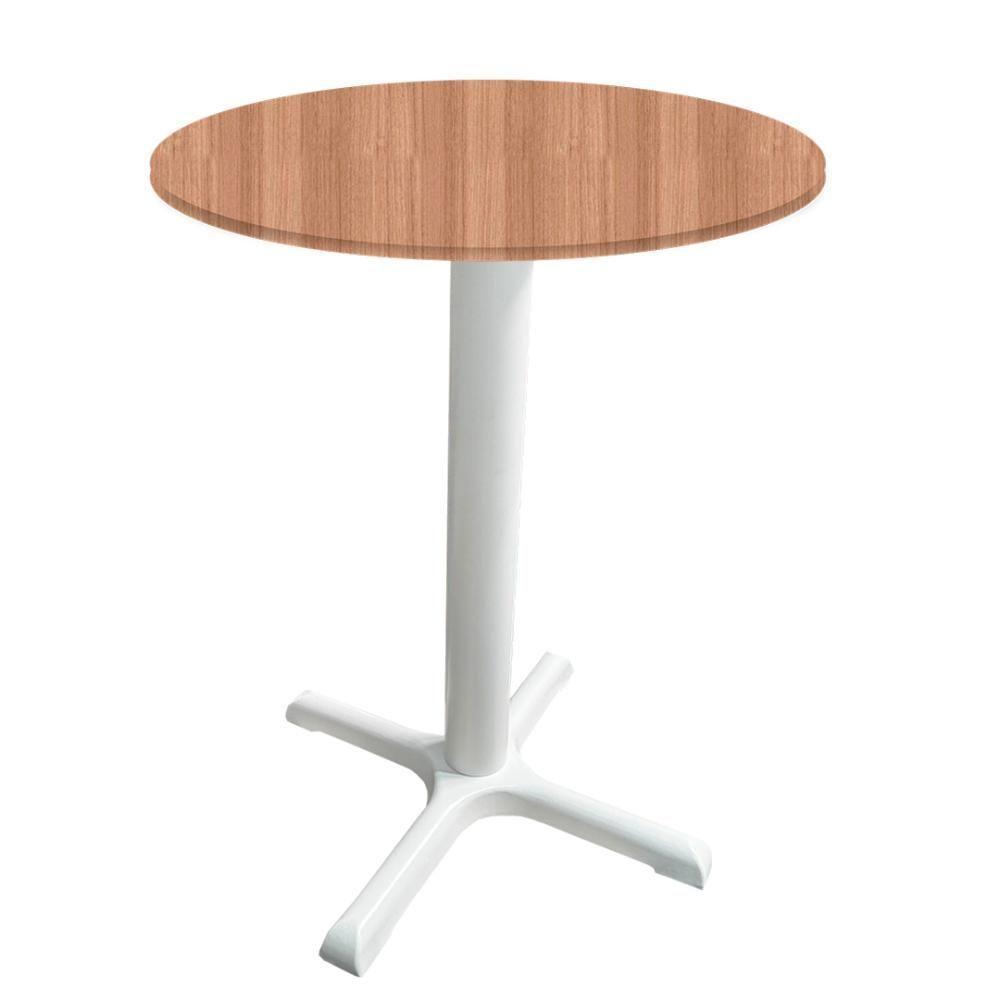 Mesa ômega Ferro Branco 74 Cm (alt) Base Em X Tampo Mdp Redondo Noce Nat 60 Cm (larg) X 2,50cm (alt) - 1