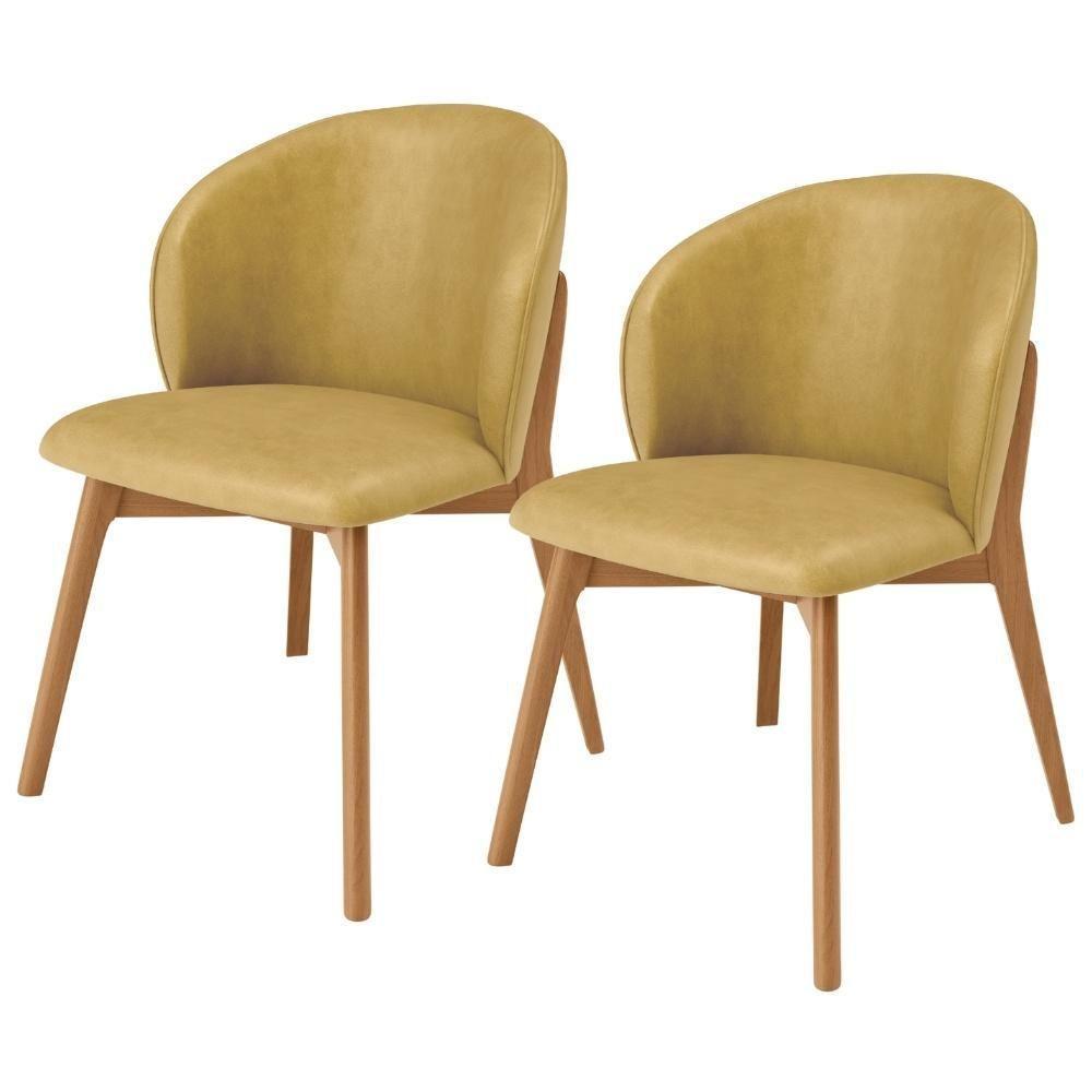 Kit 02 Cadeiras De Jantar E Estar Living Estofada Mia L02 Couríssimo Fendi - Lyam Decor - 1