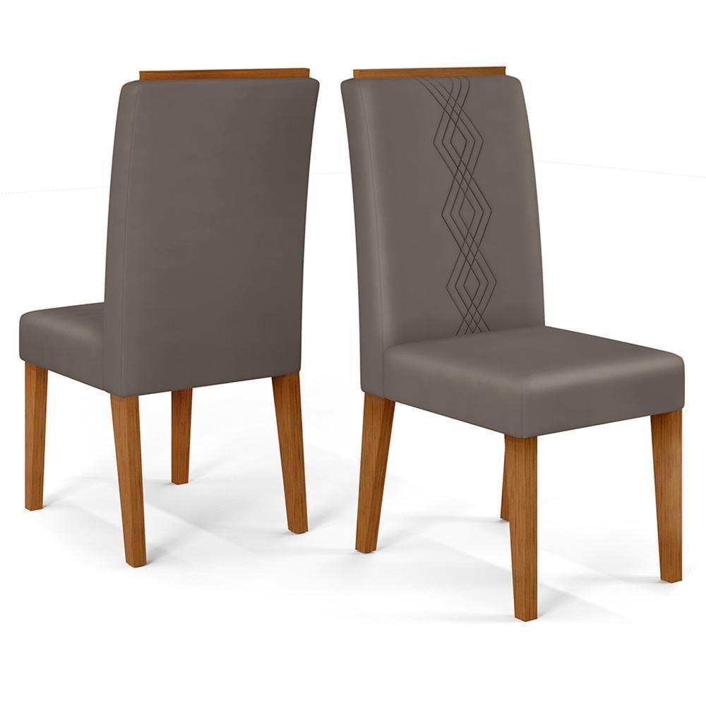 Kit 2 Cadeiras De Jantar Estofadas Yasmin Dj Moveis Veludo Lunar Freijó - 1