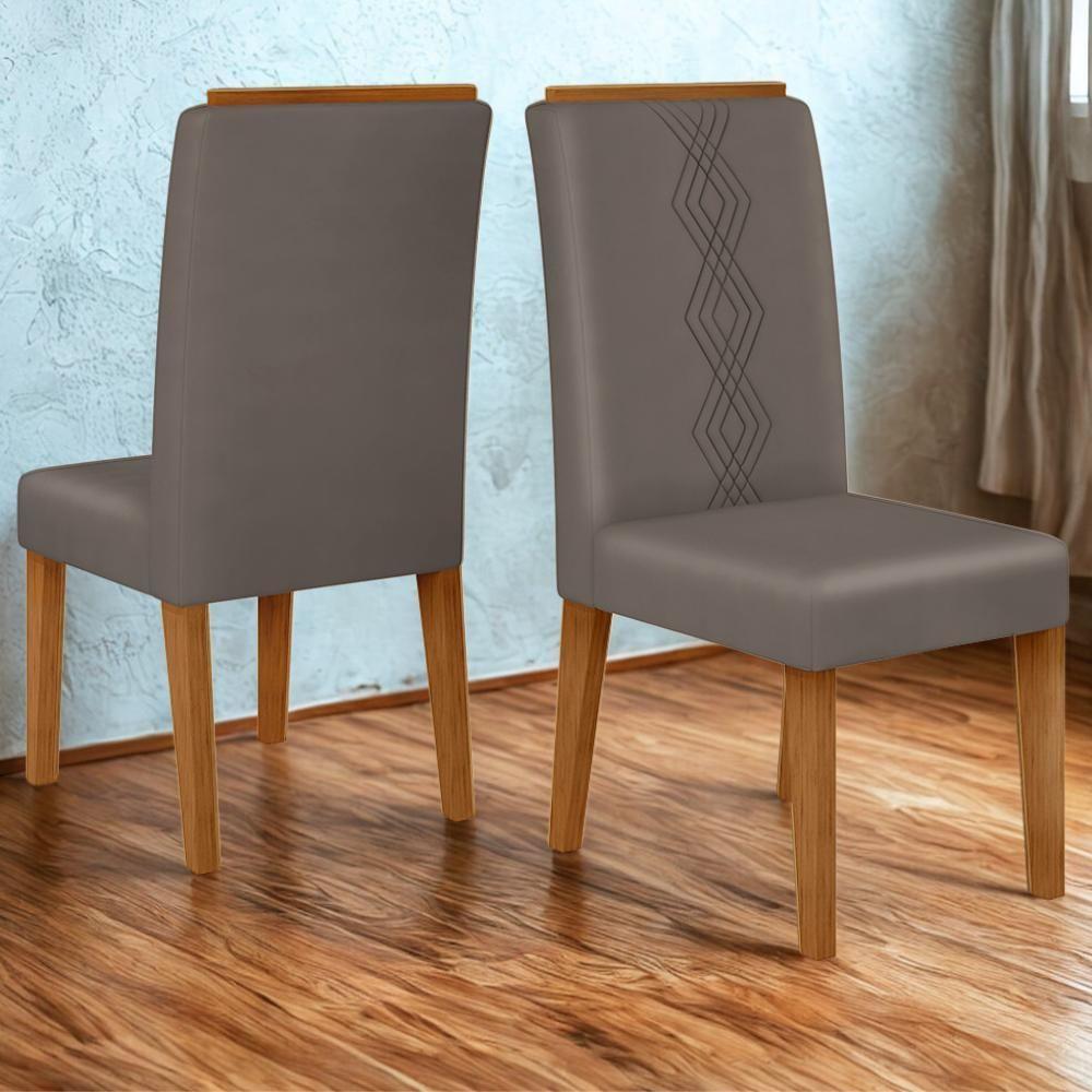 Kit 2 Cadeiras De Jantar Estofadas Yasmin Dj Moveis Veludo Lunar Freijó - 2