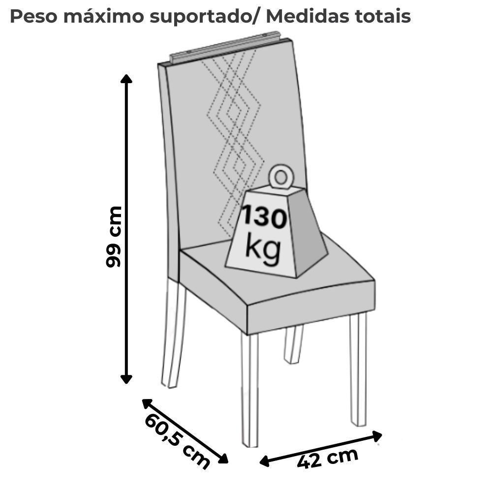 Kit 2 Cadeiras De Jantar Estofadas Yasmin Dj Moveis Veludo Lunar Freijó - 3