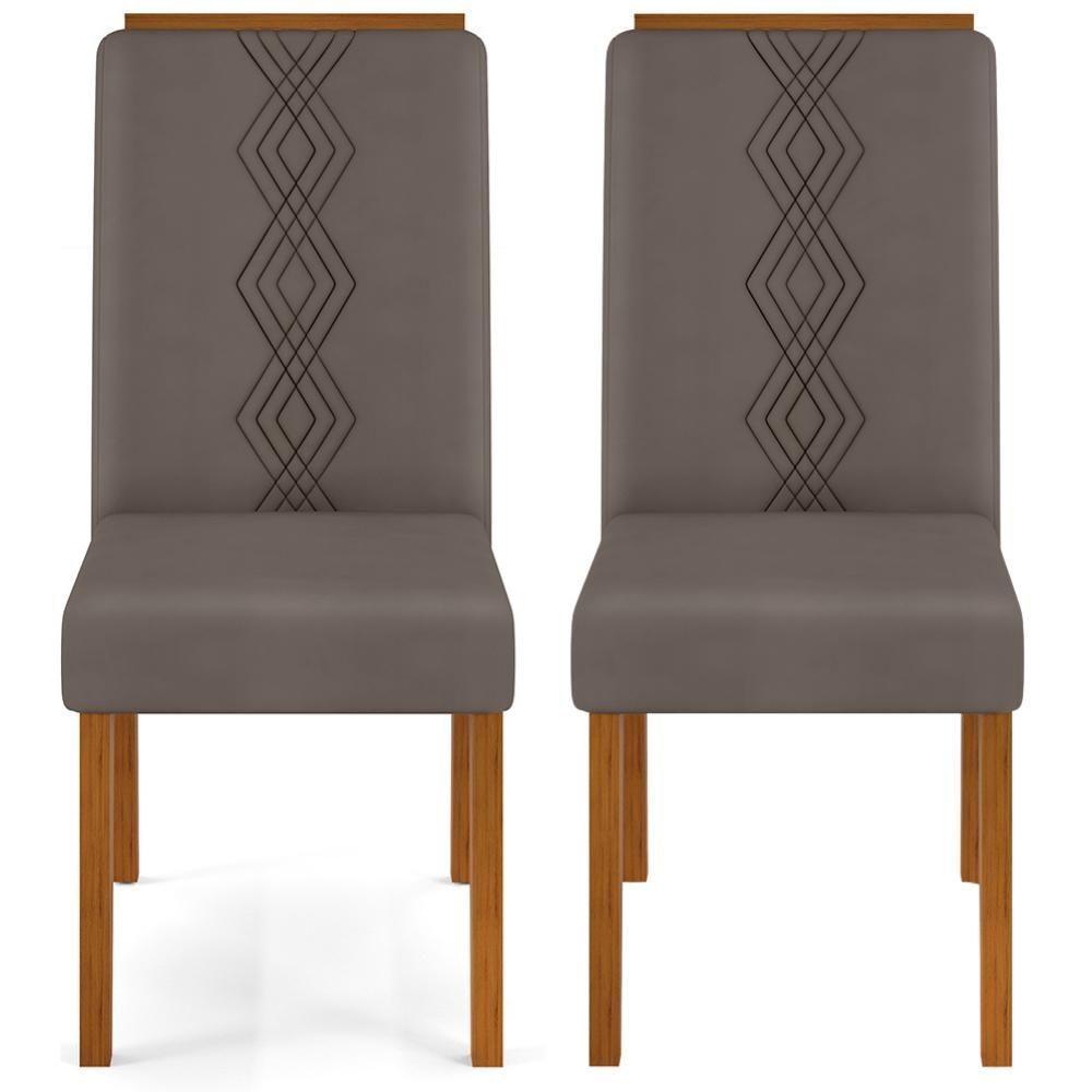 Kit 2 Cadeiras De Jantar Estofadas Yasmin Dj Moveis Veludo Lunar Freijó - 6