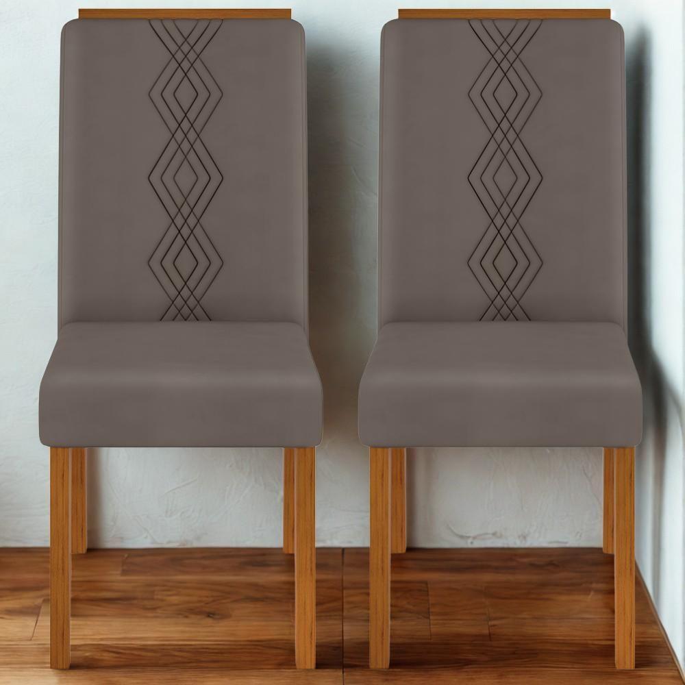 Kit 2 Cadeiras De Jantar Estofadas Yasmin Dj Moveis Veludo Lunar Freijó - 8