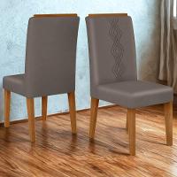 Kit 2 Cadeiras De Jantar Estofadas Yasmin Dj Moveis Veludo Lunar Freijó - 2