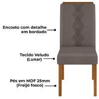 Kit 2 Cadeiras De Jantar Estofadas Yasmin Dj Moveis Veludo Lunar Freijó - 5