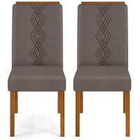 Kit 2 Cadeiras De Jantar Estofadas Yasmin Dj Moveis Veludo Lunar Freijó - 6