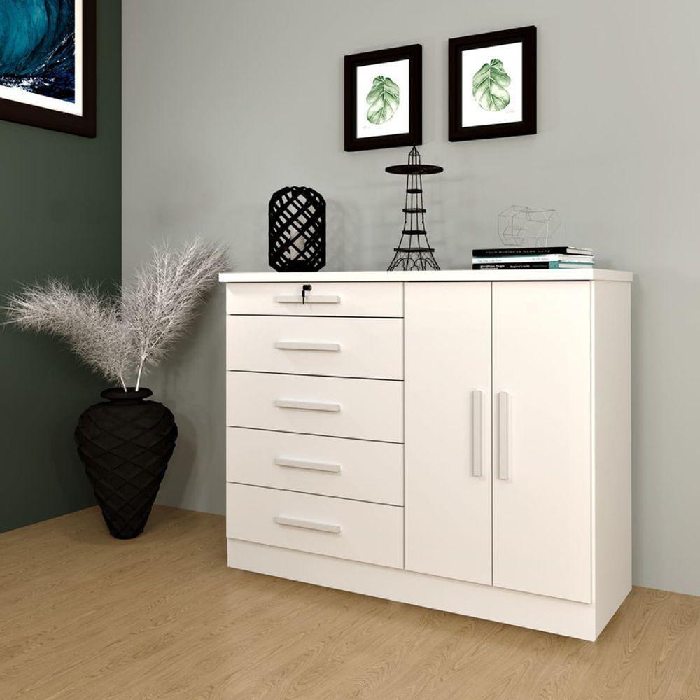 Cômoda Para Quarto 2 Portas 5 Gavetas - Istambul-neve - Tcil Móveis - 1
