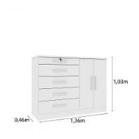 Cômoda Para Quarto 2 Portas 5 Gavetas - Istambul-neve - Tcil Móveis - 3