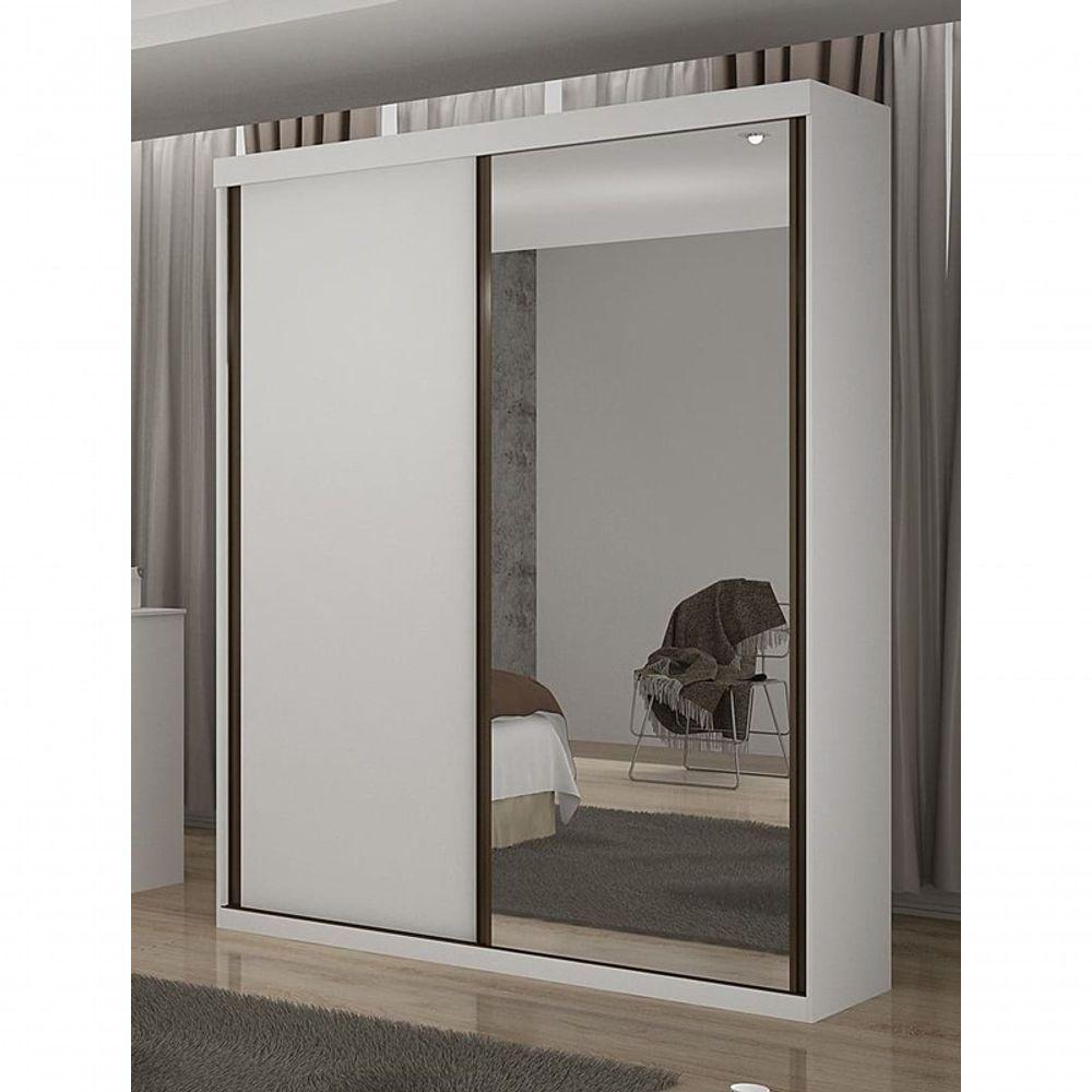 Guarda Roupa Solteiro Com Espelho 2 Portas 3 Gavetas - Búzios-neve - Star Móveis - 1