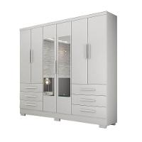 Guarda Roupa Solteiro Com Espelho Com Pés 6 Portas 6 Gavetas - Encant-branco - Móveis Novo Horizonte - 2