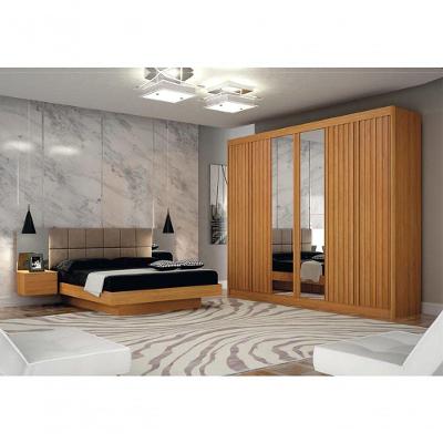 Guarda Roupa Casal New Braga 6 Portas de Bater 6 Gavetas Cinamomo MDF com Espelho
