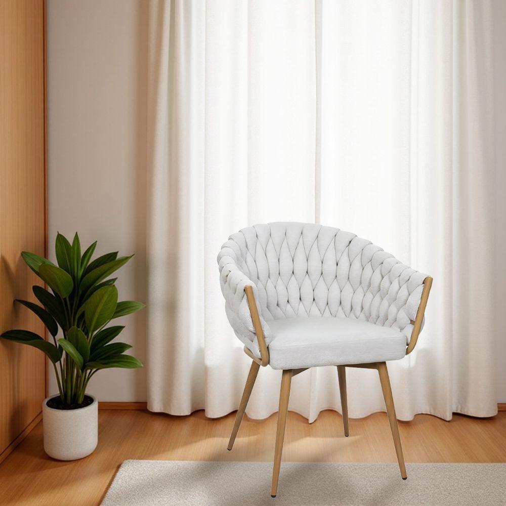 Cadeira De Aproximação Eloá Estrutura Aço Carbono Laminado Natural Com Estofado Linho Cru - 1