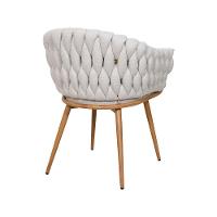 Cadeira De Aproximação Eloá Estrutura Aço Carbono Laminado Natural Com Estofado Linho Cru - 3