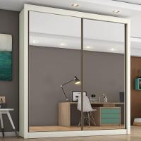 Guarda Roupa Solteiro Espelhado 2 Portas 4 Gavetas - Zurique-off White - Móveis Europa - 1