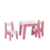 Conjunto De Mesa Infantil Com 2 Cadeiras Mdf Helena Branco Rosa - 2