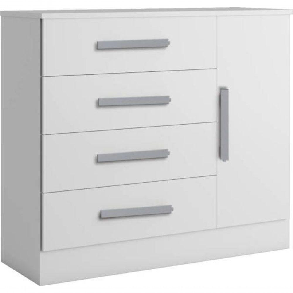 Cômoda Para Quarto 4 Gavetas Com Sapateira - Zeus-branco - Bianchi Móveis - 1