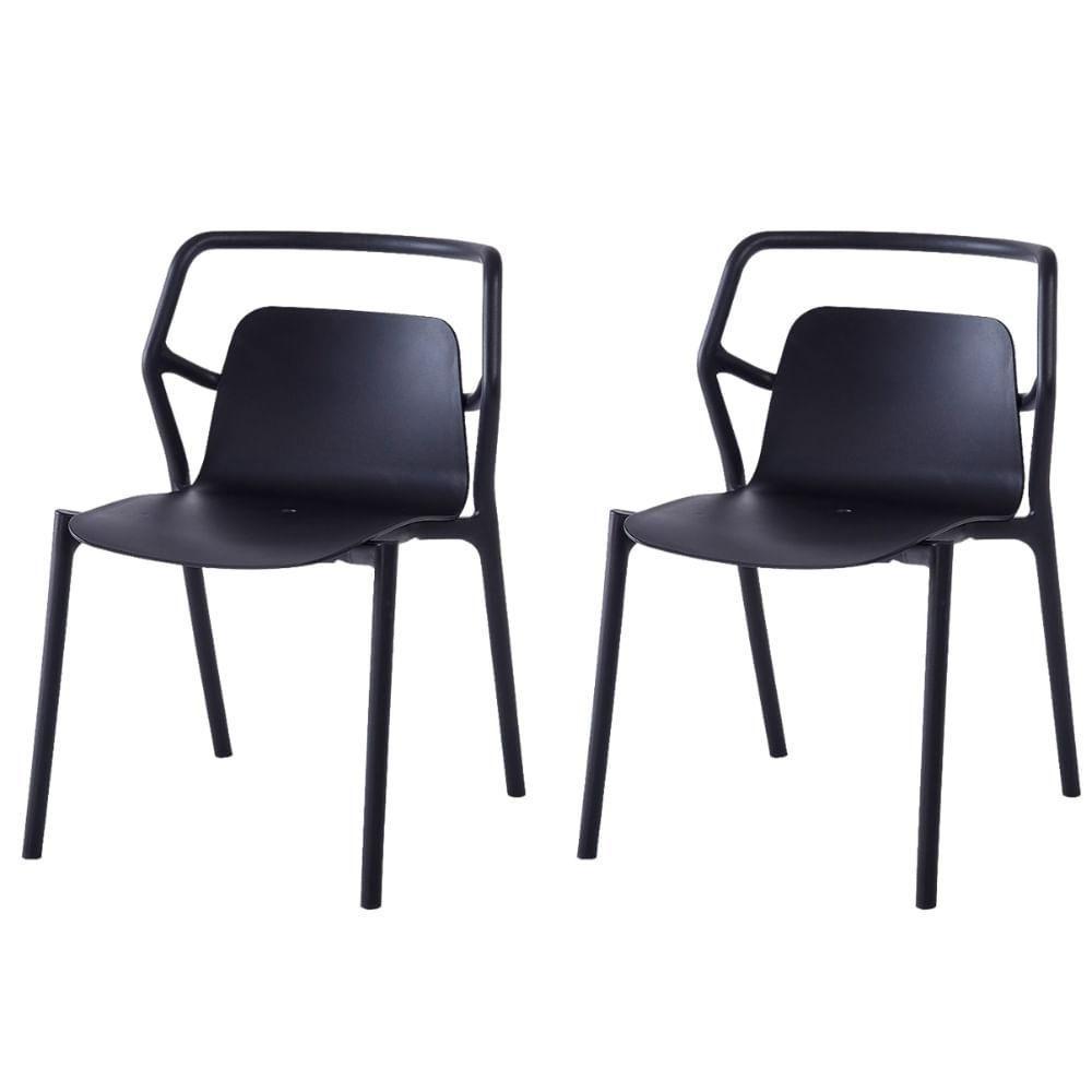 Kit 2 Cadeiras Empilhável Enjoy Rivatti 53 Cm (largura) Polipropileno (pp) Preto Com Proteção Uv - 1